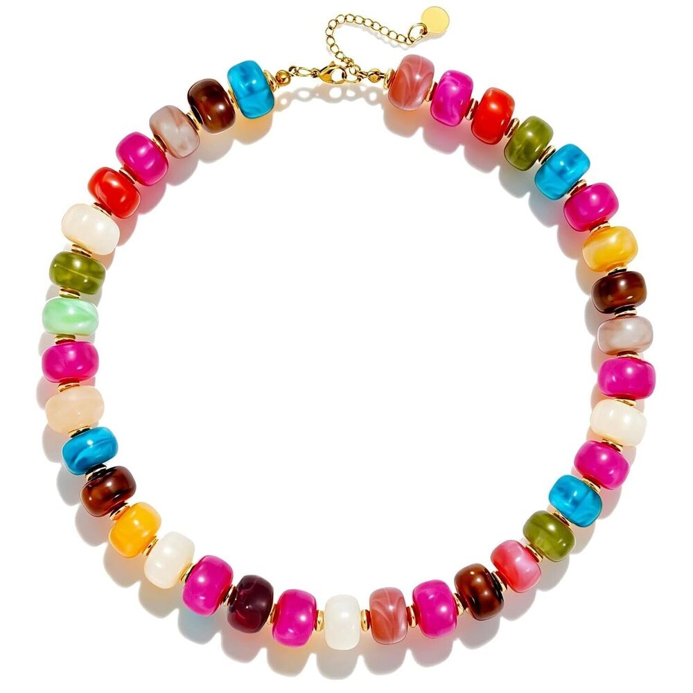 Chunky Colorful Beaded Necklaces for Women Big Bead Boho Choker